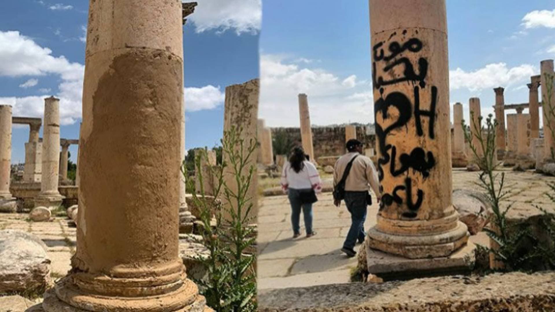 مدير الآثار العامة: تشويه أعمدة جرش سلوك فردي سيئ