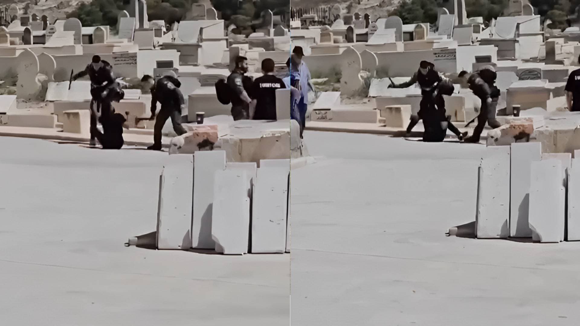 مراسل "رؤيا": جنود للاحتلال يعتدون بالضرب على فلسطيني بمقبرة في القدس - فيديو