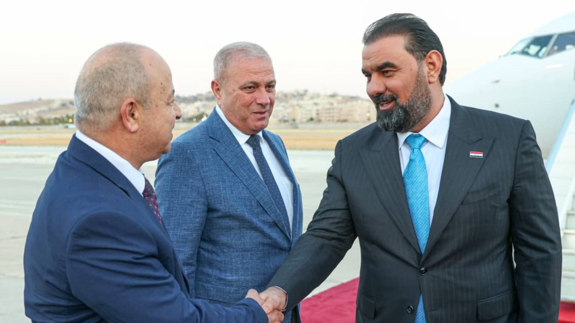 القاضي يستقبل الحلبوسي في أول زيارة خارجية عقب توليه رئاسة البرلمان العراقي
