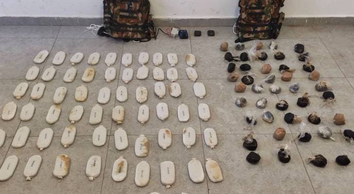 الجيش العربي: المنطقة العسكرية الجنوبية تحبط محاولة تهريب كمية كبيرة من المواد المخدرة بواسطة بالونات